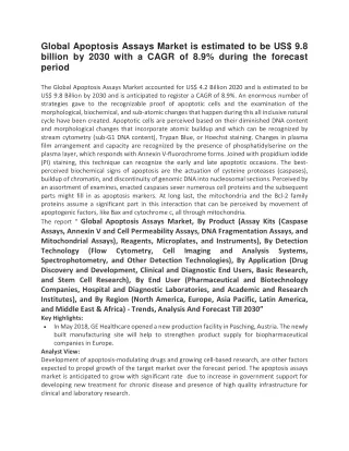 global apoptosis assays market is estimated