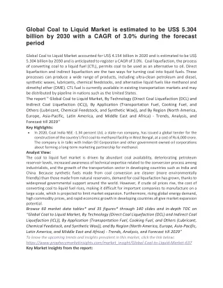 global coal to liquid market is estimated