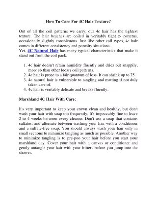 how to care for 4c hair texture