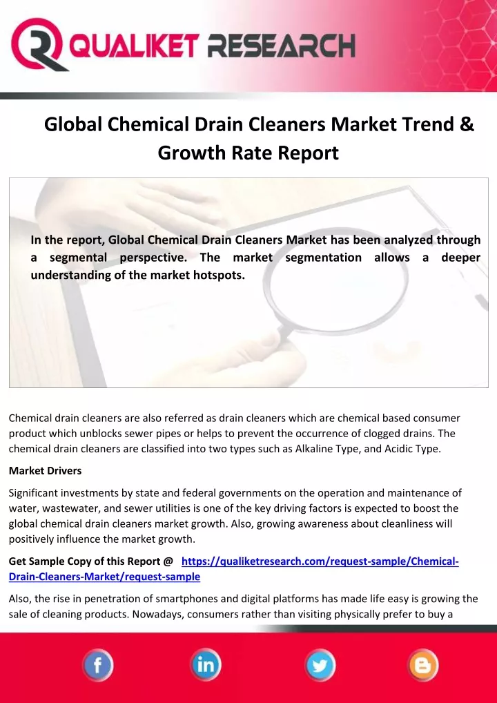 global chemical drain cleaners market trend
