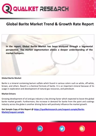 global barite market trend growth rate report