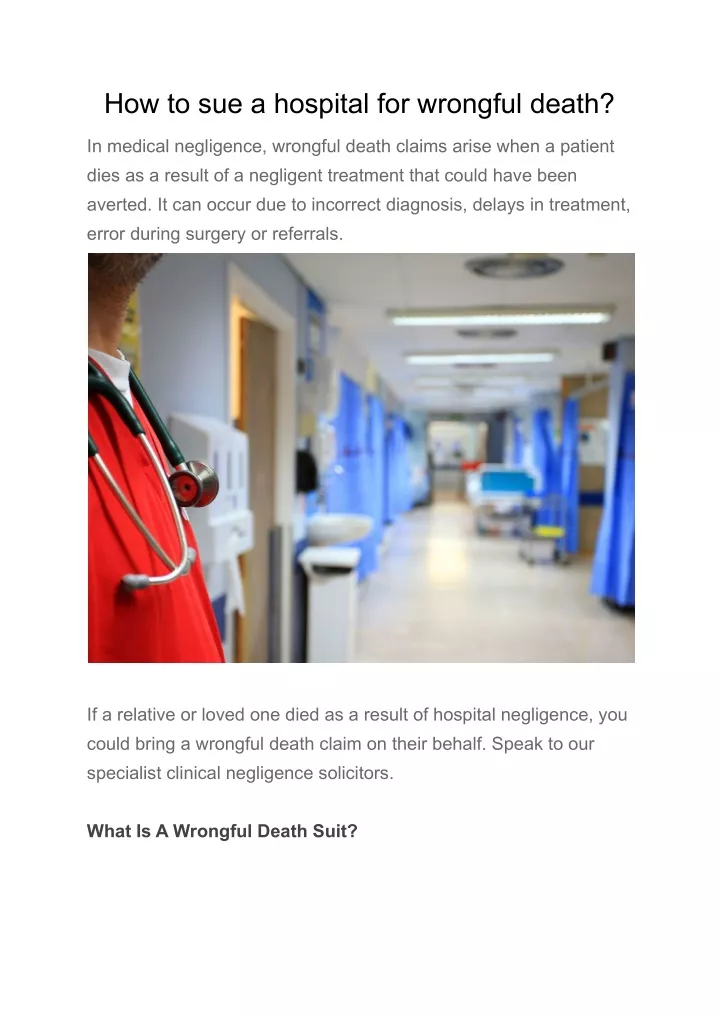 how to sue a hospital for wrongful death