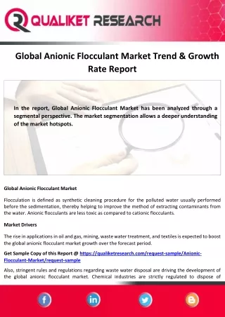 global anionic flocculant market trend growth