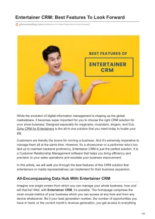Entertainer CRM Best Features To Look Forward