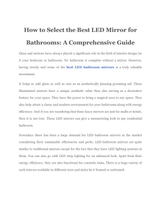 how to select the best led mirror for