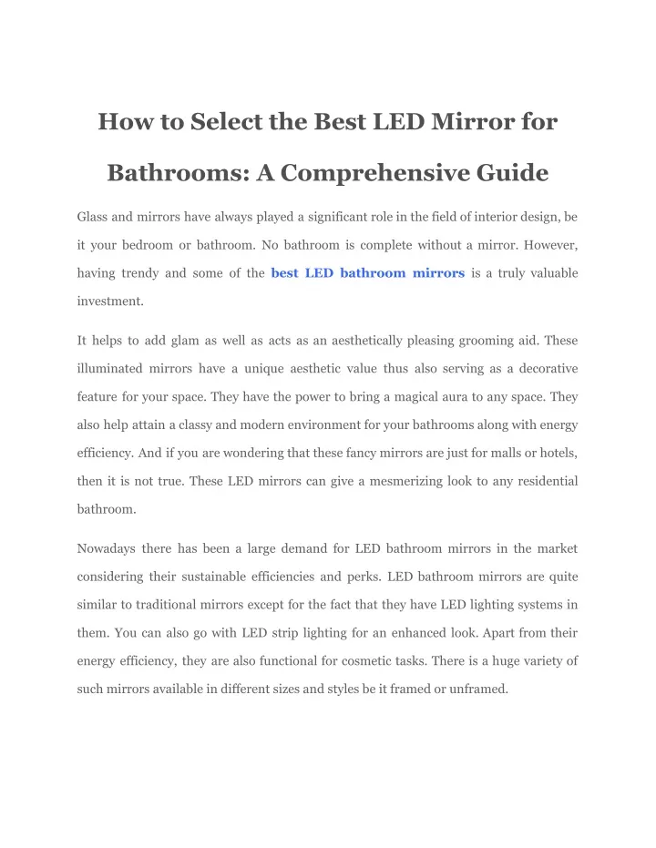 how to select the best led mirror for