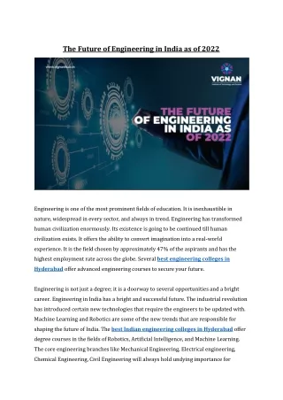 The Future of Engineering in India as of 2022