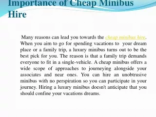 Importance of Cheap Minibus Hire