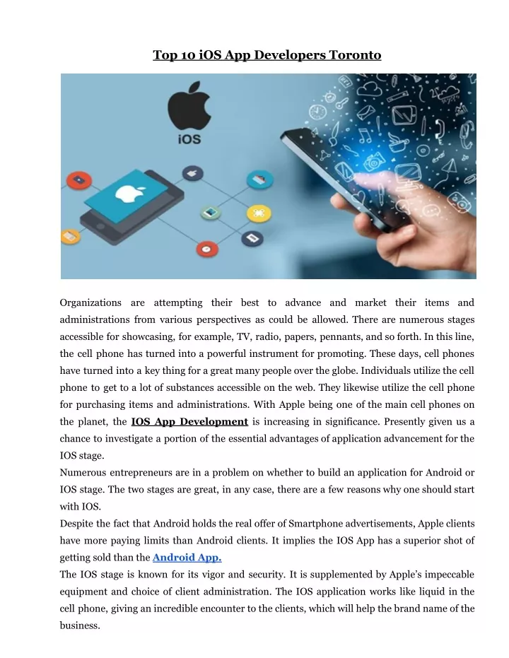top 10 ios app developers toronto