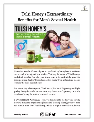 Tulsi Honey's Extraordinary Benefits For Men's Sexual Health