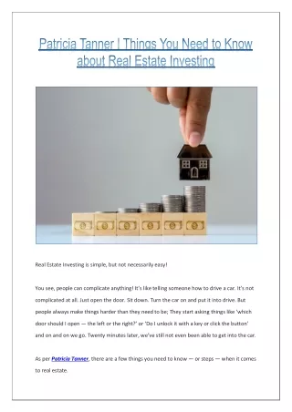 Things You Need to Know about Real Estate Investing