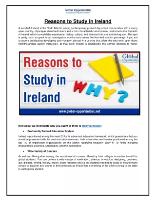 Reasons to Study in Ireland