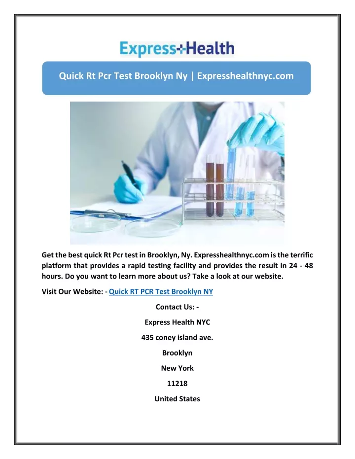 quick rt pcr test brooklyn ny expresshealthnyc com