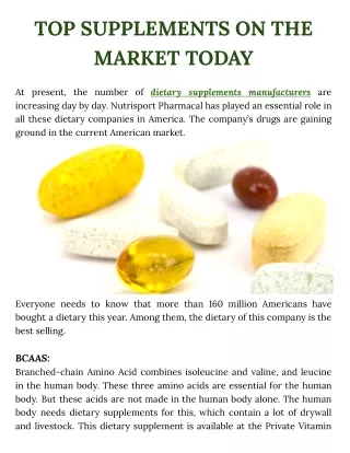 Top Supplements on the Market Today