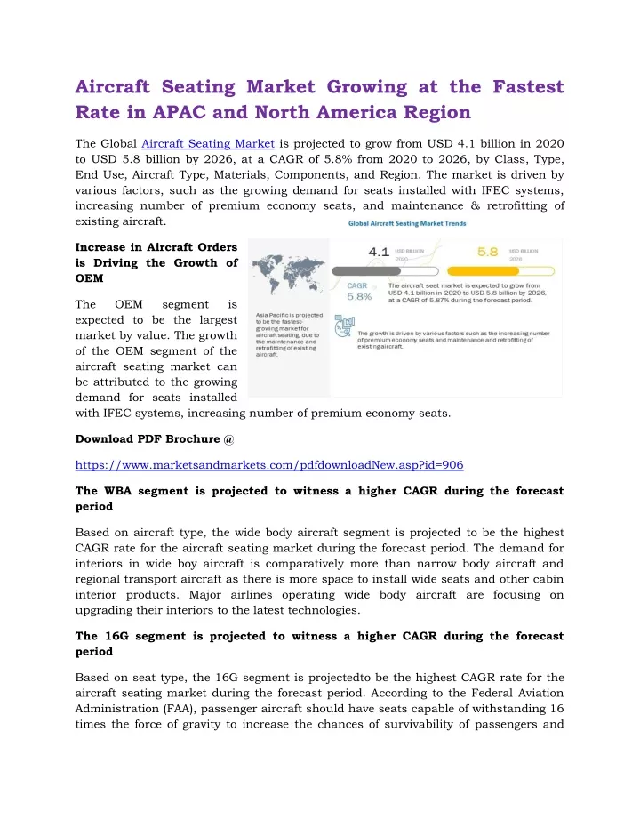 aircraft seating market growing at the fastest