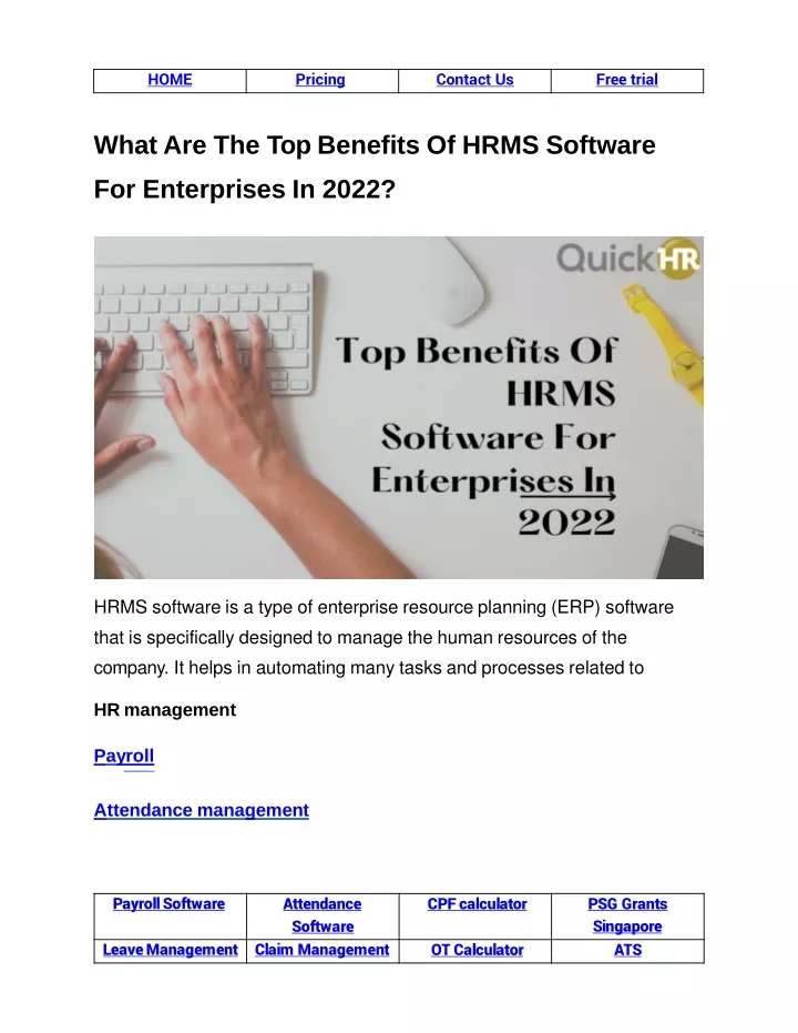 what are the top benefits of hrms software