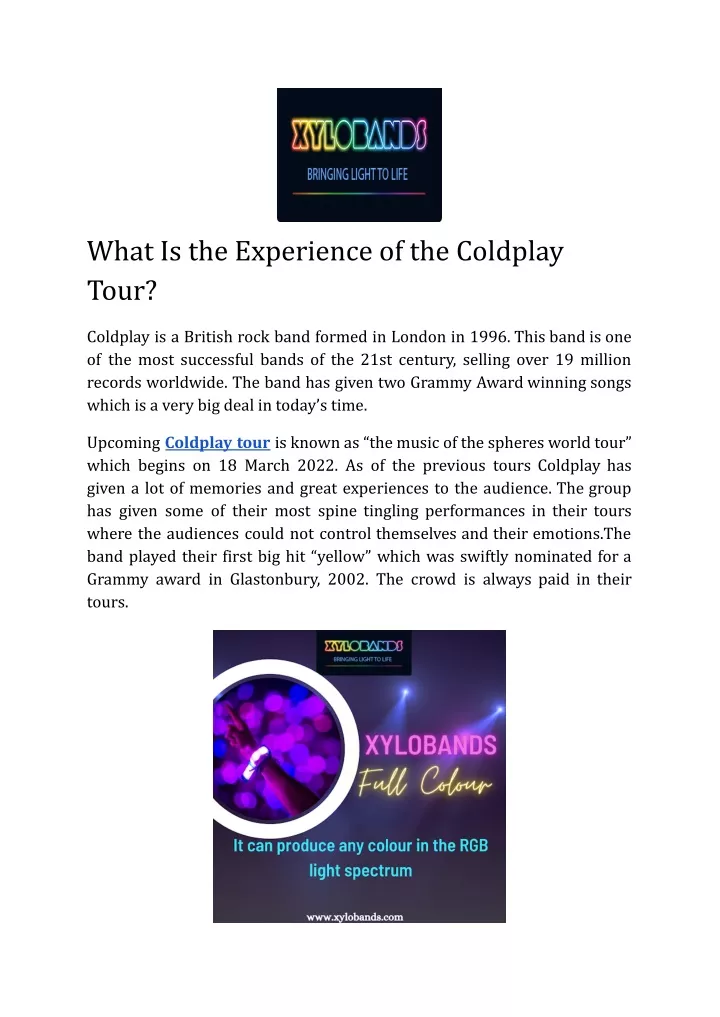 what is the experience of the coldplay tour