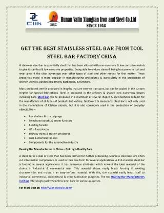 Get the Best Stainless Steel Bar from Tool Steel Bar Factory China