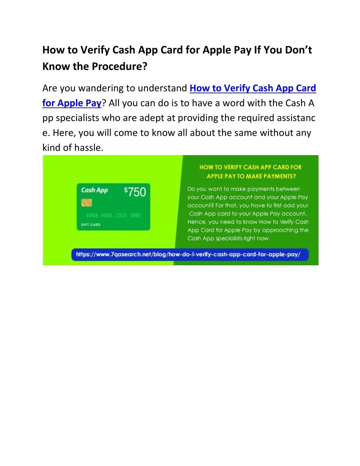 how to verify cash app card for apple