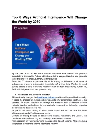 Top 5 Ways Artificial Intelligence Will Change the World by 2050