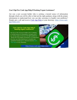 can i opt for cash app help if seeking urgent