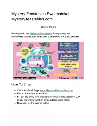 Mystery.feastables.com Sweepstakes