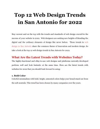top 12 web design trends in san antonio for 2022