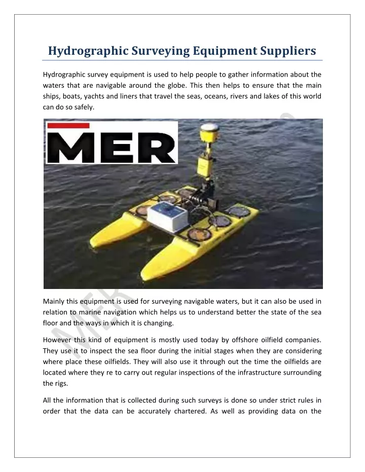 hydrographic surveying equipment suppliers