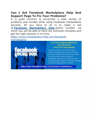 Can I Get Facebook Marketplace Help And Support Page To Fix Your Problems?