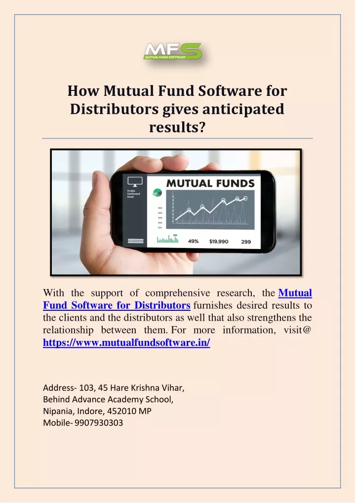 how mutual fund software for distributors gives