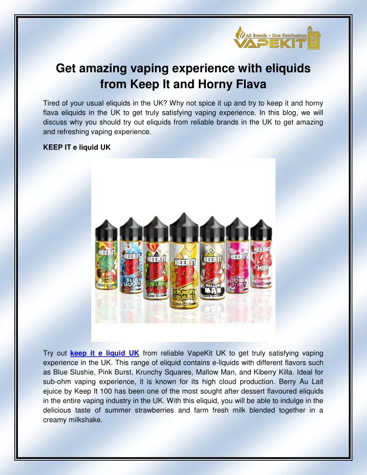 get amazing vaping experience with eliquids from