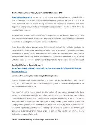 hom self testing market status type demand