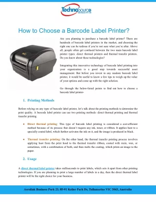 how to choose a barcode label printer