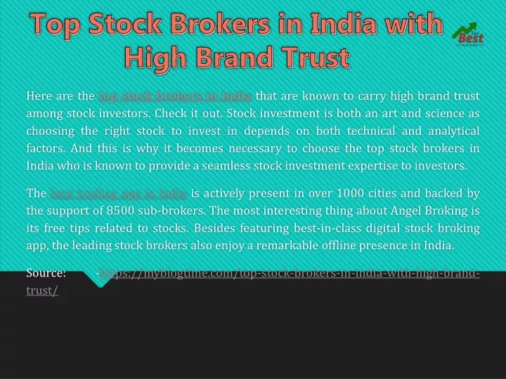 here are the top stock brokers in india that