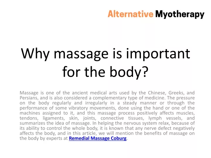 why massage is important for the body