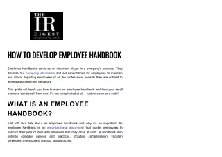 how to develop employee handbook