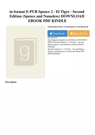in format E-PUB Spence 2 - El Tigre - Second Edition (Spence and Nameless) DOWNLOAD EBOOK PDF KINDLE