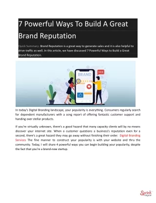 7 powerful ways to build a great brand reputation