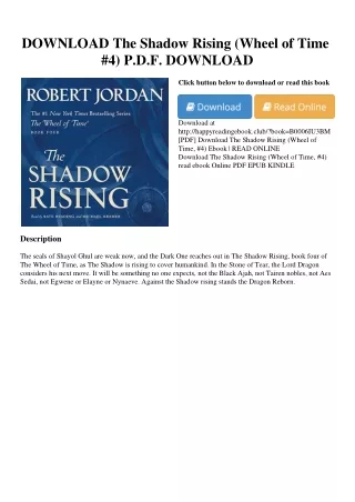 DOWNLOAD The Shadow Rising (Wheel of Time  #4) P.D.F. DOWNLOAD