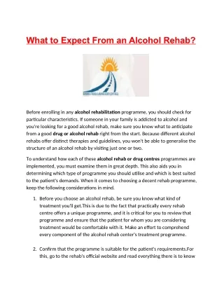 What to Expect From an Alcohol Rehab