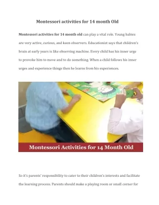Montessori activities for 14 month Old