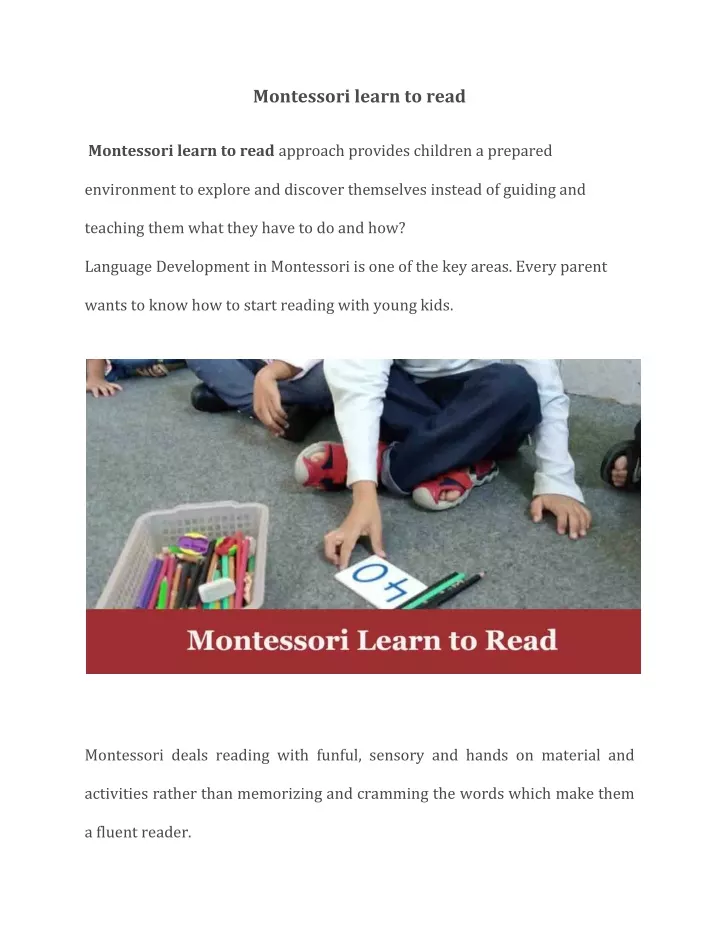 montessori learn to read