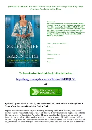 [PDF EPUB KINDLE] The Secret Wife of Aaron Burr A Riveting Untold Story of the American Revolution Online Book