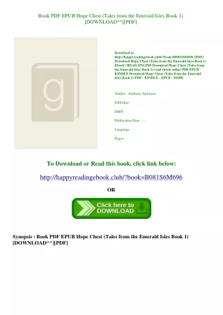 Book PDF EPUB Hope Chest (Tales from the Emerald Isles Book 1) [DOWNLOAD^^][PDF]