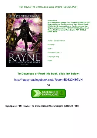 PDF Rayne The Dimensional Wars Origins [EBOOK PDF]