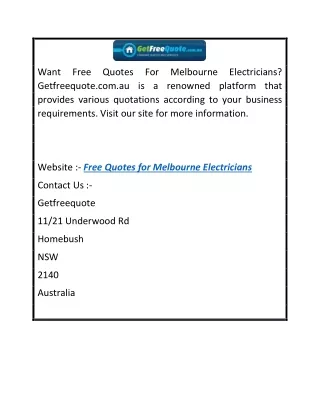 Free Quotes For Melbourne Electricians  Getfreequote.com.au