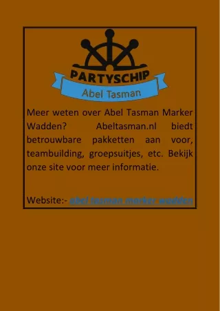 Abel tasman marker wadden | Abeltasman.nl