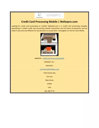 Credit Card Processing Mobile | Nofeepro.com