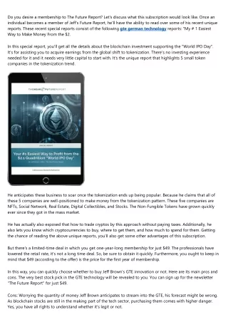 do you desire a membership to the future report