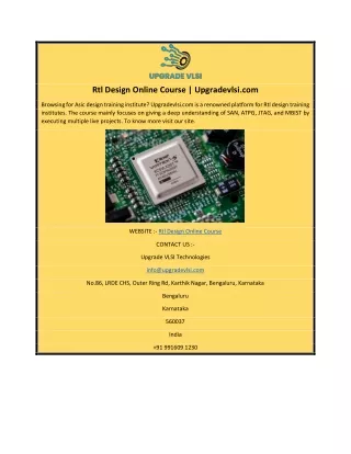 rtl design online course upgradevlsi com